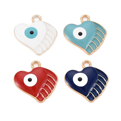 Crémaillère placage pendentifs en émail d'alliage, sans cadmium et sans nickel et sans plomb, coeur avec des yeux, or et de lumière
