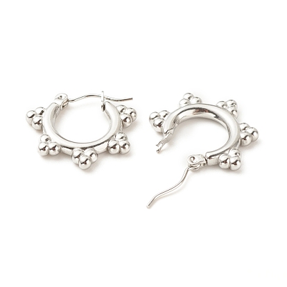 304 Stainless Steel Flower Hoop Earrings for Women