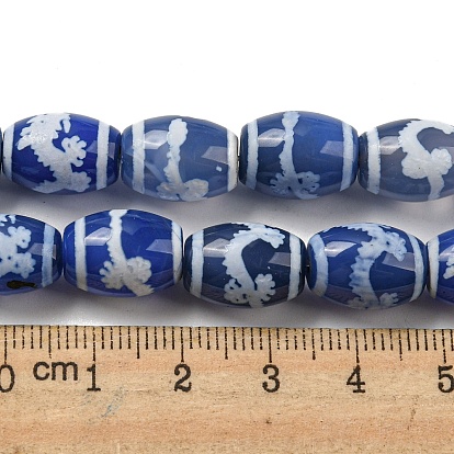 Tibetan Style dZi Beads Strands, Dyed Natural Agate Beads Strands, Rice