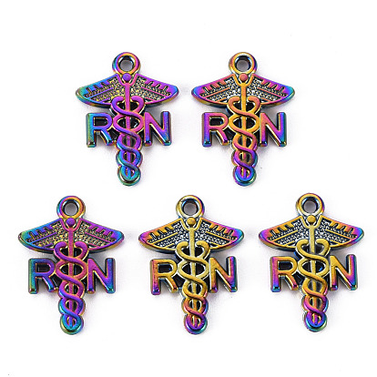 Rainbow Color Alloy Pendants, Cadmium Free & Nickel Free & Lead Free, Registered Nurse