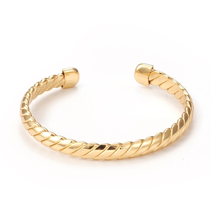 Rack Plating Brass Cuff Bangles for Women Men, Long-Lasting Plated Twist Texture Bangles, Cadmium Free & Lead Free