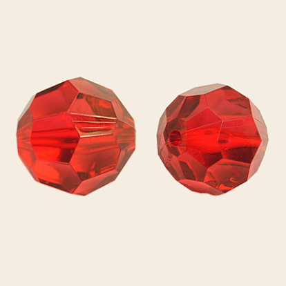 Transparent Acrylic Beads, Faceted Round