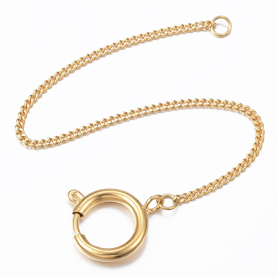 304 Stainless Steel Curb Chain Bracelets, with Spring Ring Clasp