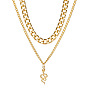 Edgy Double-Layered Snake Pendant Necklace with Chunky Chain for Women