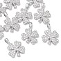 SHEGRACE Brass Clear Cubic Zirconia Pendants, Four Leaf Clover Charms, Cadmium Free & Lead Free & Nickel Free