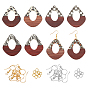 Earring Making Kits, Including Resin & Walnut Wood Pendants, Brass Earring Hooks, Brass Jump Rings, Teardrop