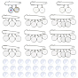 Broches en acier, avec 304 pendentif en acier inoxydable et cabochons en verre, plat rond