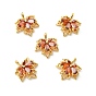 SHEGRACE Brass Cubic Zirconia Charms, Maple Leaf Charms, Cadmium Free & Lead Free & Nickel Free, Orange