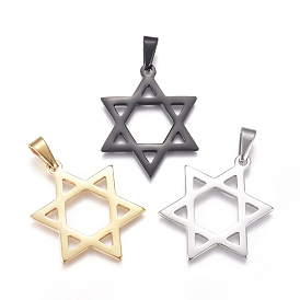 304 Stainless Steel Pendants, for Jewish, Star of David