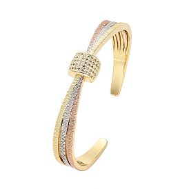 Brass Micro Pave Clear Cubic Zirconia Flat Round Open Cuff Bangles for Women