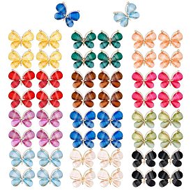 PANDAHALL ELITE 48Pcs 12 Colors Light Gold Alloy Pendants, with Resin, Butterfly