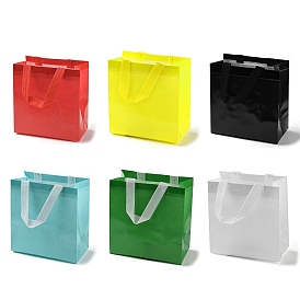 Sacs-cadeaux pliants réutilisables non tissés avec poignée, sac à provisions imperméable portable pour emballage cadeau, rectangle