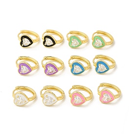 Эмалевые серьги-кольца в форме сердца с прозрачными фианитами, настоящие позолоченные украшения из латуни для женщин, без кадмия, без никеля и без свинца
