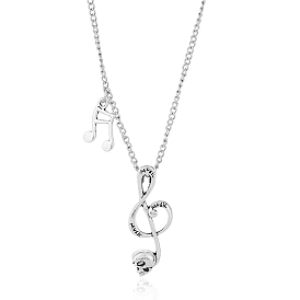 Alloy Pendant Necklaces, Musical Note with Skull
