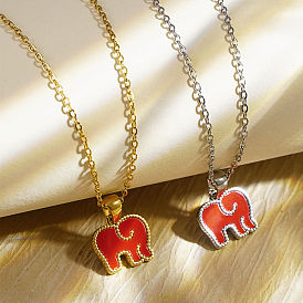 Элегантные двухсторонние подвески в виде слонов из нержавеющей стали и смолы для женщин, черный и красный