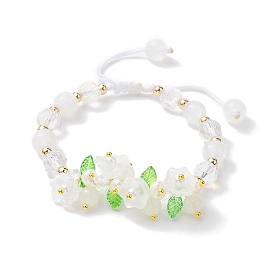 Bracelets réglables en perles tressées en verre et acrylique pour femmes