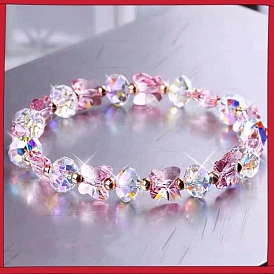 Glas Perlen Stretch-Armbänder, Schmetterlings- und Rondell-Charm-Armbänder für Damen