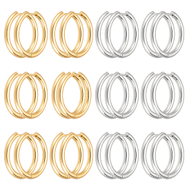 12пары 2 цвета 304 серьги-кольца из нержавеющей стали, вакуумное покрытие pvd