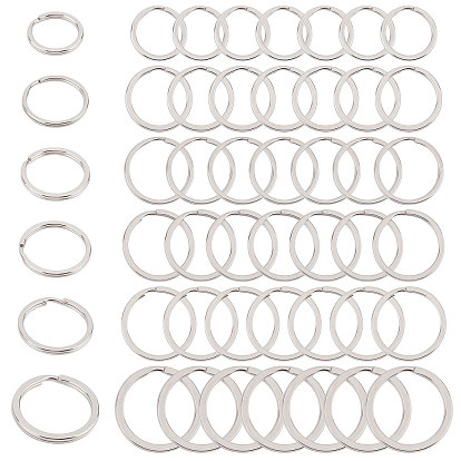 48pcs 6 tailles 304 porte-clés fendus en acier inoxydable