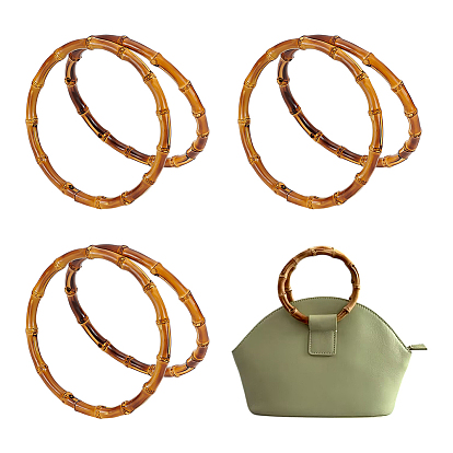 6шт. бамбуковые ручки для сумок, кольцо