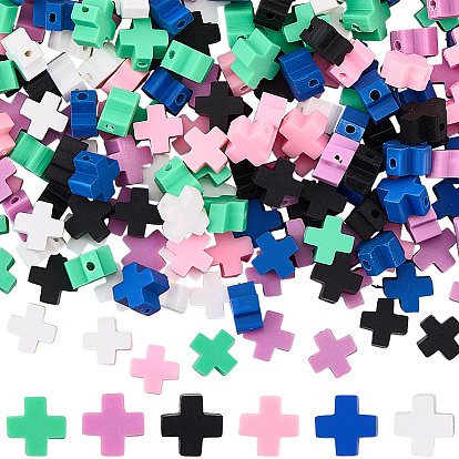 240 шт 6 цвета бусины из полимерной глины ручной работы, крестик