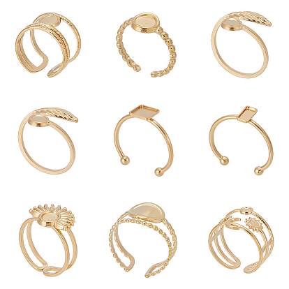 9 шт. 9 стили ионное покрытие (IP) 304 компоненты открытого манжетного кольца из нержавеющей стали, настройка кольца колодки, разнообразные