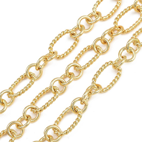 Латунь Figaro цепи, текстурированный овал, с катушкой, несварные, без свинца и без кадмия, долговечный, без свинца, без никеля и без кадмия