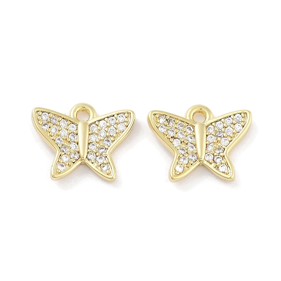 Латунные микропаве прозрачные подвески с фианитом, бабочка