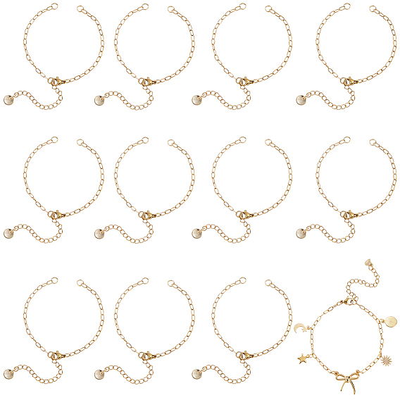 12 шт. полуготовых изделий 304 скрепки из нержавеющей стали для изготовления браслетов, с целью перехода в кольце, удлиняющая цепочка и застежка-карабин