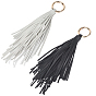 2шт 2 цвета искусственная кожа брелки-подвески с кисточками, золотые
