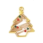 Christmas Zinc Alloy & Glass Beads Pendants, Christmas Tree Charms, with Copper Wire, Faceted