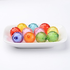 Perles acryliques transparentes, Perle en bourrelet, facette, ronde, Trou: 2mm