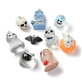 Resin Pendants, Halloween Charms with Platinum Tone Iron Loops