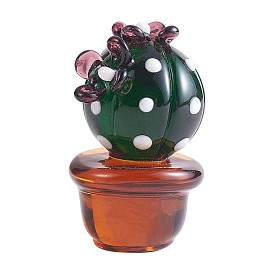 Small Glass Art Ball Cactus Figurines, Handmade Blown Glass Cactus Statues, Cute Mock Plant Cactus Planter for Collectibles Home Table Decoration