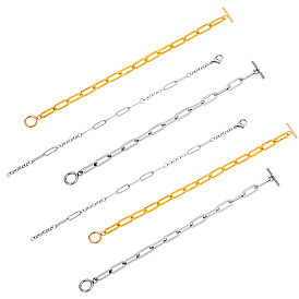 CHGCRAFT Paperclip Chain Bracelets Sets, with Toggle Clasps and Lobster Claw Clasps