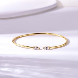 925 bracelets manchettes ouverts en argent sterling, bijoux en zircone cubique transparente pour femmes, larme