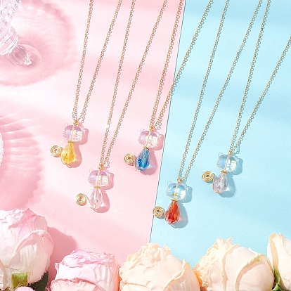 Стеклянный кулон в форме кошки латунные кабельные цепочки ожерелья для женщин, золотые