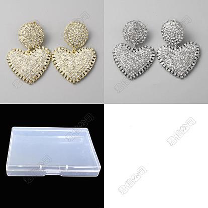 2 пары 2 цветные серьги-гвоздики в форме сердца со стразами и 925 серебряной булавкой, длинные серьги из сплава на день святого валентина