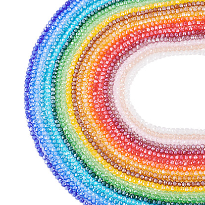 20 пряди 20 цвета гальванических стеклянных бусин пряди, гальваническое покрытие, граненые, рондель