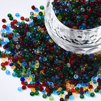 Glass Round Seed Beads, Transparent Colours, Round Hole