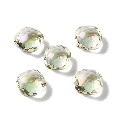 Transparent Glass Rhinestone Cabochons, Faceted, Pointed Back, Square