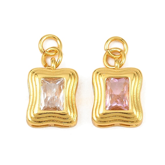 Латунные микро проложить кубического циркония подвески, прямоугольник амулеты, реальный 18 k позолоченный