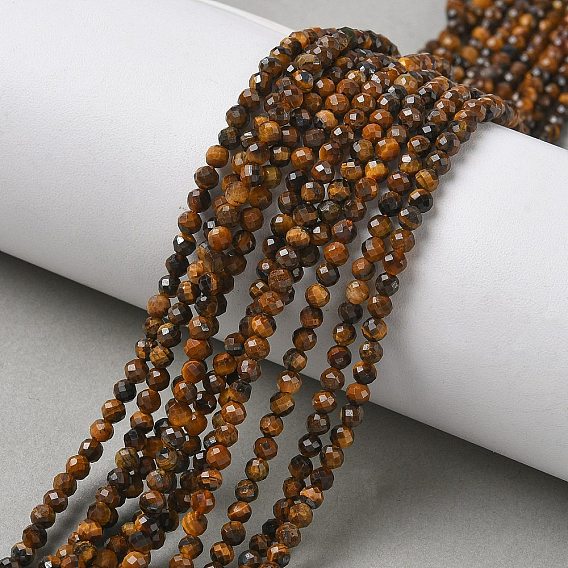Природных тигровый глаз бисер нитей, граненые, круглые