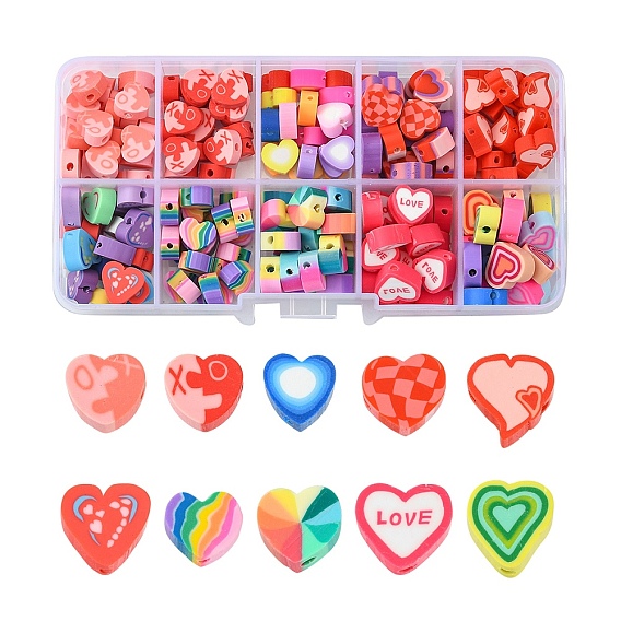 200 шт 10 стили ручной работы из полимерной глины бусины, сердце