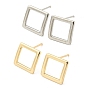 Brass Stud Earrings, Hollow Square