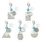 304 Stainless Steel Pendant Decoration, with Synthetic Turquoise Beads and Zinc Alloy Lobster Claw Clasps