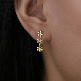 925 Sterling Silver Micro Pave Cubic Zirconia Flower Stud Earrings for Women