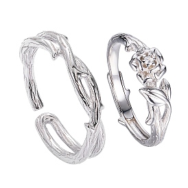Шип и роза 925 парные кольца из стерлингового серебра, подарок в виде открытого кольца в винтажном стиле