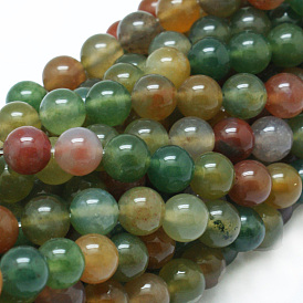 Natural Indian Agate Bead Strands, Grade A, Round