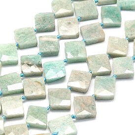 Natural Amazonite Beads Strands, Faceted, Rhombus